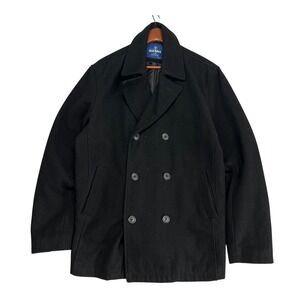 Old Navy‎ Mens Wool Blend Double Breasted Pea Coat Black Size Large